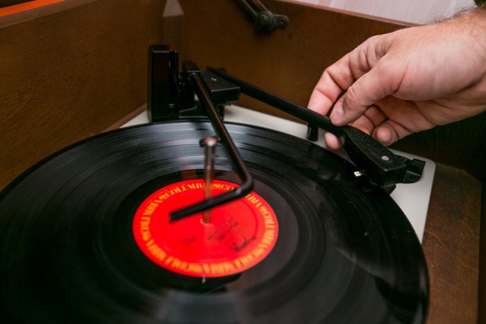album on record player